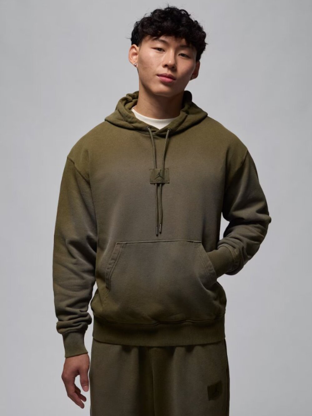 Nike Air Jordan Essentials Flight Fleece Pullover Hoodie Olive Green Size Medium